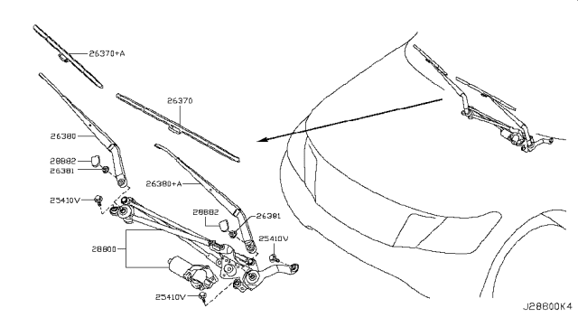 2019 Nissan Armada  WIPER Assembly Windshield Diagram for 288001LA0A