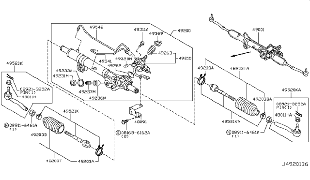 2018 Nissan Armada  Gear Sub ASY Power Steering Diagram for 492101LA0B