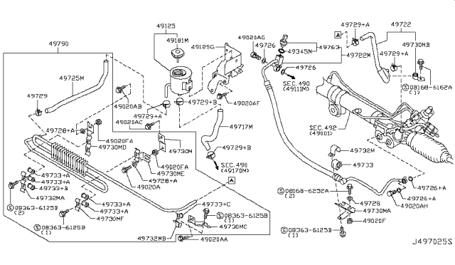 2018 Nissan Armada  Bracket-Power Steering Tube Diagram for 49732ZK30A