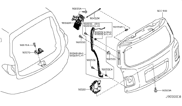 2018 Nissan Armada  Drive Unit Assembly-Power Back Door Diagram for 905601V81A