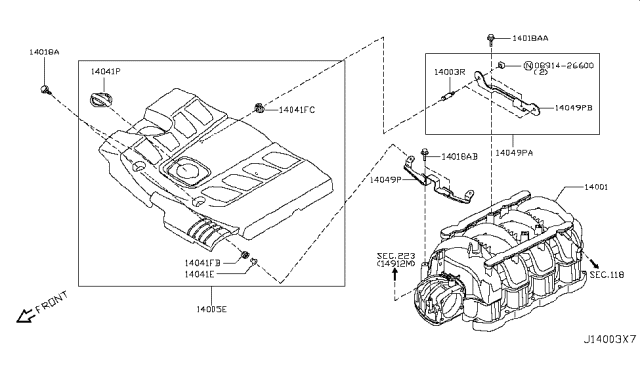 2019 Nissan Armada  Bracket Ornament Diagram for 140491LA1C