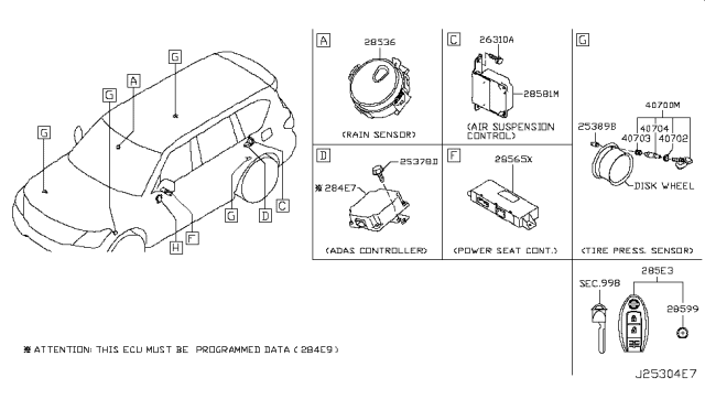 2019 Nissan Armada  Control Assembly-Air Suspension Diagram for 285811LA8A