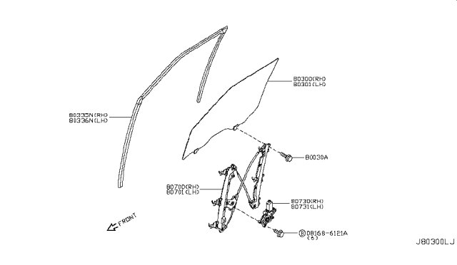 2019 Nissan Armada Motor Assembly - Regulator, Passenger Side Diagram for 807301LE0B