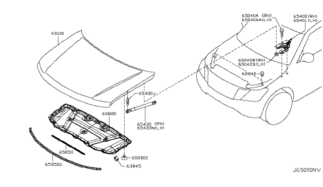 2019 Nissan Armada  Seal-Hood Front Diagram for 658201LB0A