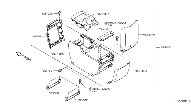 2018 Nissan Armada  Mask Console Diagram for 969171LA0B