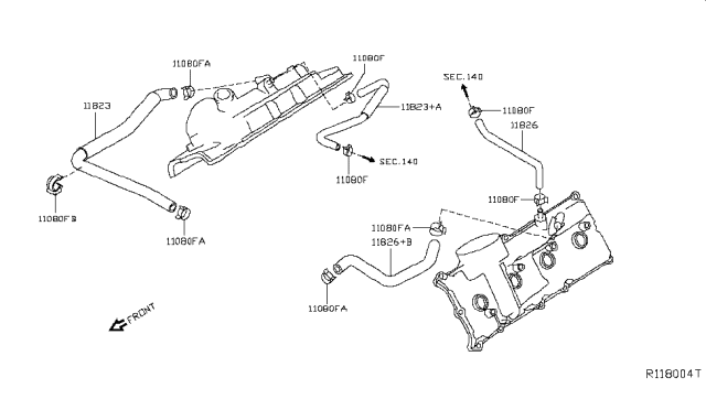2018 Nissan NV  Blow-By Gas Hose Diagram for 11823EZ30B