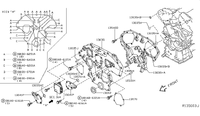2013 Nissan NV Seal-Oil CRANKSHAFT Front Diagram for 135100Z400