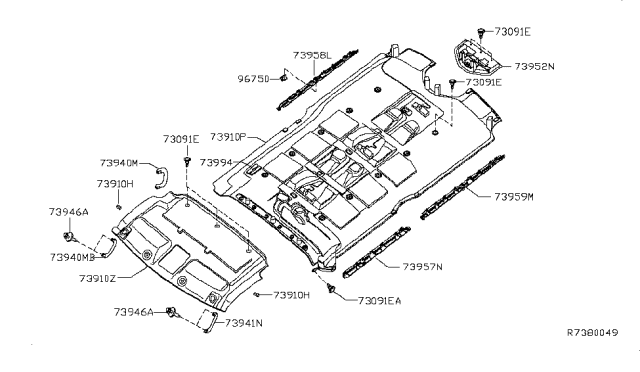 2014 Nissan NV Clip Diagram for 73998ZT50A