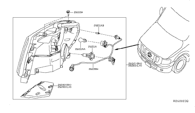 2013 Nissan NV Bulb Diagram for 262969B904