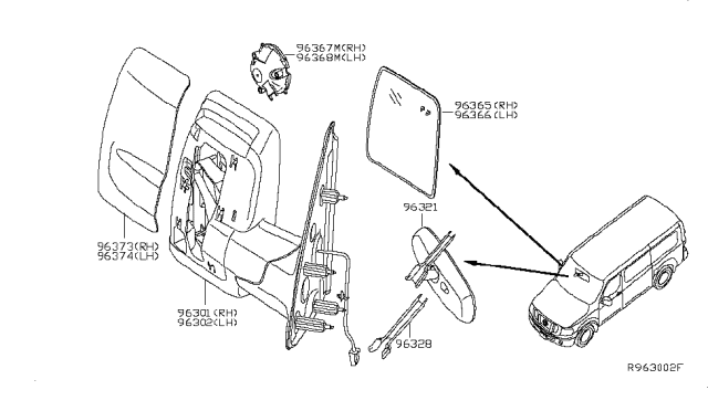2018 Nissan NV Actuator Assy-Mirror, RH Diagram for 963671PA1E