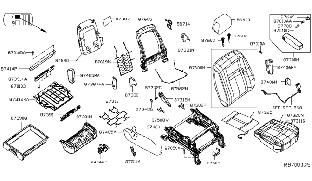 2015 Nissan NV Heater Unit-Front Seat Cushion Diagram for 873351PA0A
