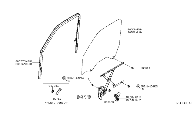 2015 Nissan NV Motor Assy-Regulator, RH Diagram for 807301PF0A