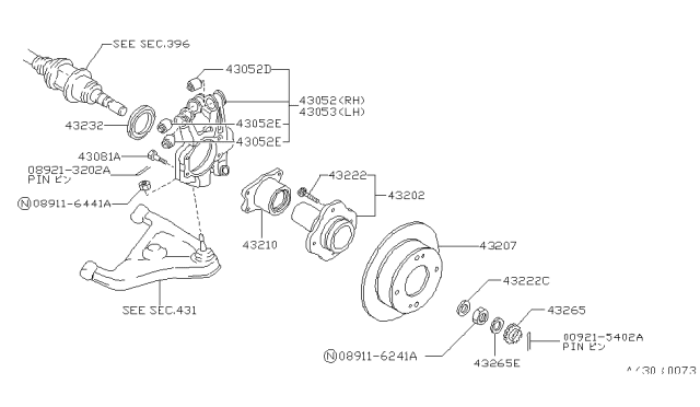 1990 Nissan 240SX Bolt Diagram for 4308335F00