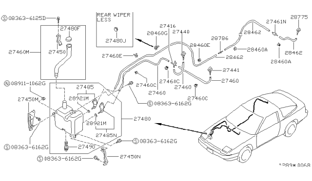 1993 Nissan 240SX  Hose-Washer Diagram for 2894040F00