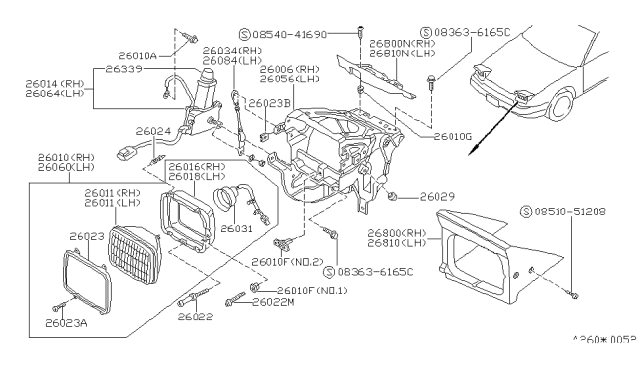 1989 Nissan 240SX  Headlamp Unit Diagram for 2670589941