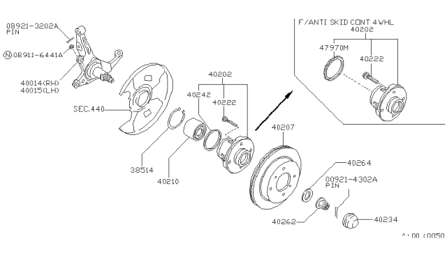 1991 Nissan 240SX Washer-Front Wheel Bearing Diagram for 40264F6600