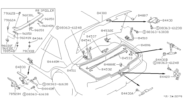 1992 Nissan 240SX Clip-Rear Spoiler Diagram for 0155306521