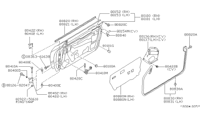 1994 Nissan 240SX  MOULDING Assembly Front Door Outside LH Diagram for 8082135F10