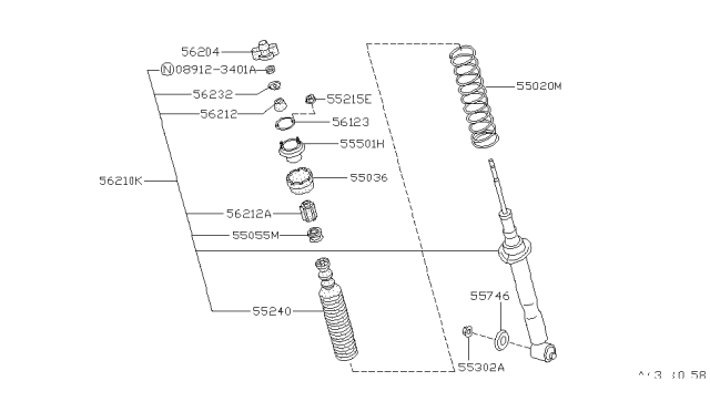 1990 Nissan 240SX Rear Shock Kit Diagram for 5621053F25