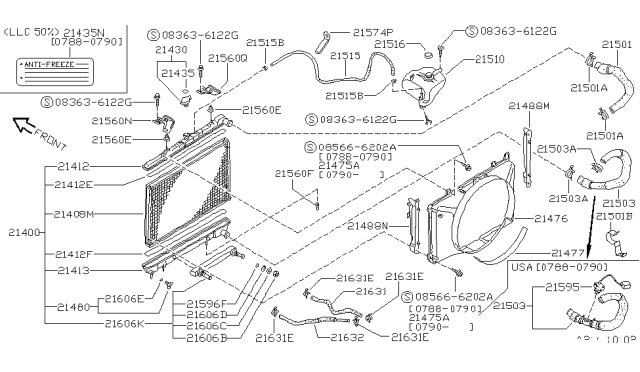 1991 Nissan 240SX  Cock-Water Drain Diagram for 2144050Y00