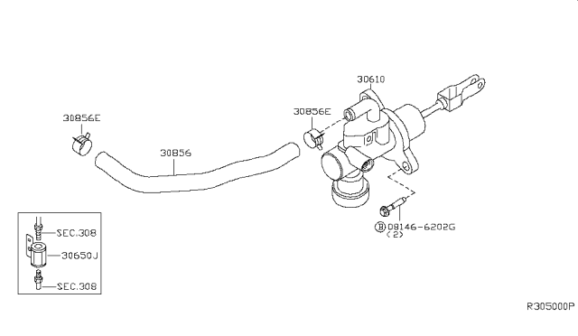 2012 Nissan Xterra  Cylinder Assy-Clutch Master Diagram for 30610EA00A
