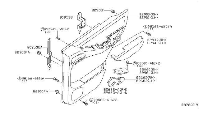 2012 Nissan Xterra  Rear Door Armrest, Right Diagram for 82940EA204