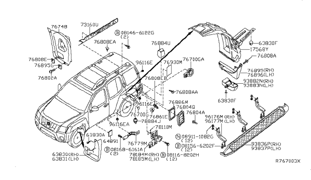 2008 Nissan Xterra  Clip Diagram for 768820M000