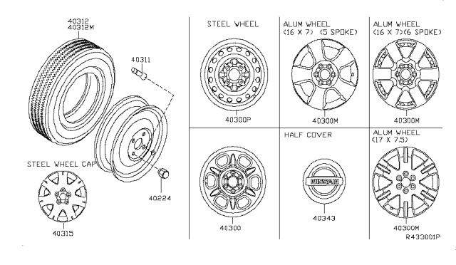 2011 Nissan Xterra  Wheel Spare Diagram for 40300ZP56A