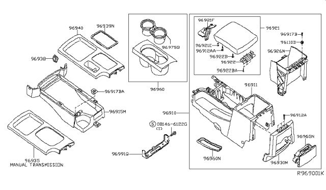 2008 Nissan Xterra  Finisher-Console Diagram for 96931EA002