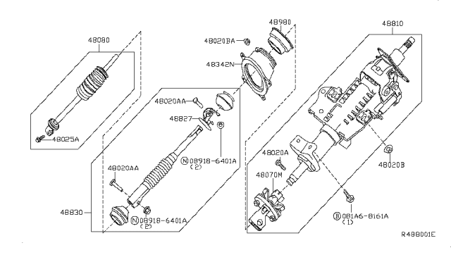 2006 Nissan Xterra  Coupling Assy-Steering Column Diagram for 48071EA300