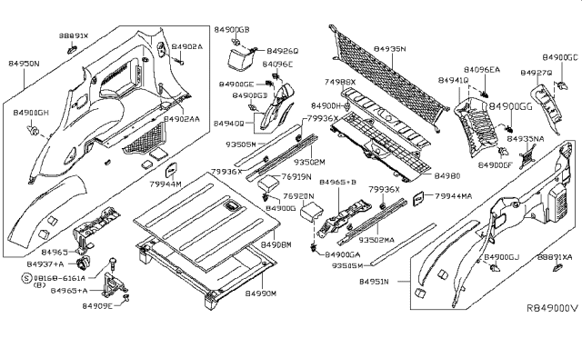 2006 Nissan Xterra  GARNISH Assembly-Rear Pillar, LH Diagram for 84927EA004