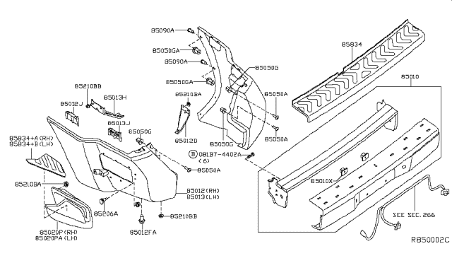 2008 Nissan Xterra  Rear Bumper Fascia, Left Diagram for H5025EA00A