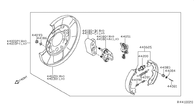 2005 Nissan Xterra  Shoe Set-Parking Brake Diagram for 44060EA025