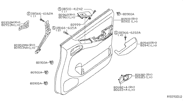 2015 Nissan Xterra  Front Door Armrest, Left Diagram for 809419CL0A