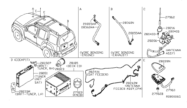 2013 Nissan Xterra Feeder - Antenna Diagram for 282439CF2A