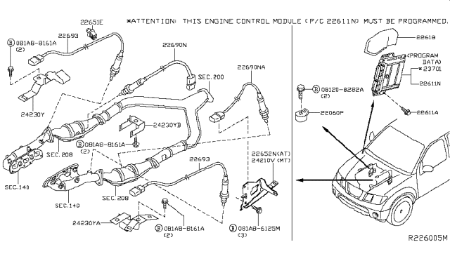 2013 Nissan Xterra  Clamp-Hose Diagram for 24210ZE00A