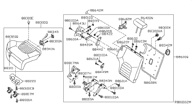 2007 Nissan Xterra  Bracket-Rear Seat Diagram for 88956EA300