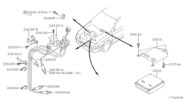 2002 Nissan Sentra  Engine Control Module Diagram for 237104M812