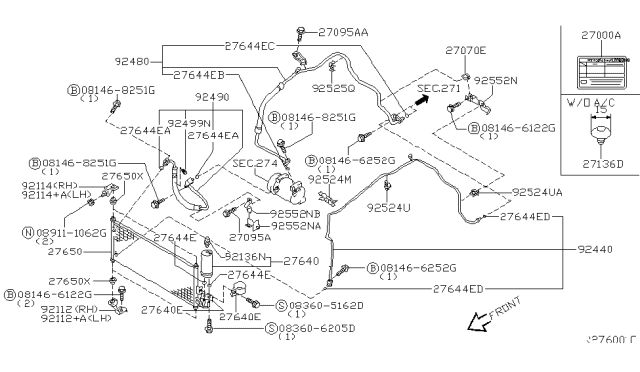 2003 Nissan Sentra Sensor Assembly-Pressure Diagram for 921363Z600