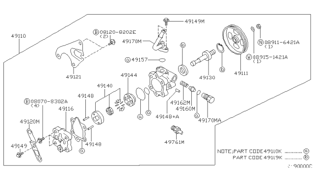2002 Nissan Sentra Bolt Power Steering Pump Diagram for 4917159Y00