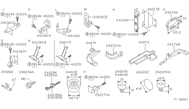 2000 Nissan Sentra Standard Hardware Diagram for 081468122G