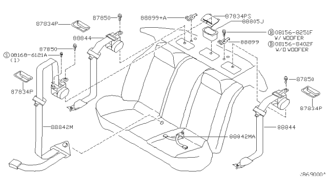 2002 Nissan Sentra  Finisher-Seat Belt Diagram for 878344Z206