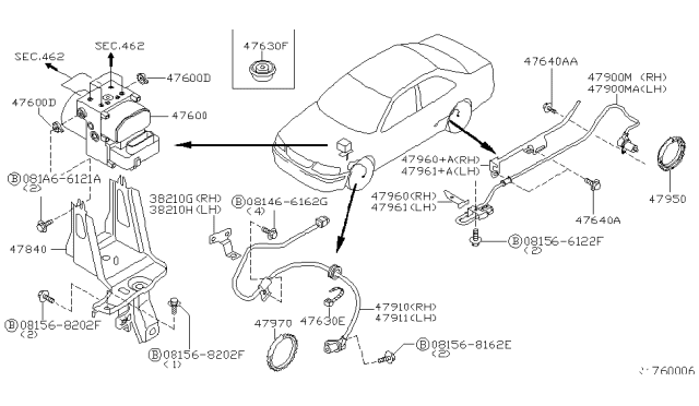 2001 Nissan Sentra  Sensor Rotor-Anti SKID Rear Diagram for 4795040Y00