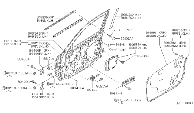 2003 Nissan Sentra  Tape-Front Door Outside, LH Diagram for 808134Z000