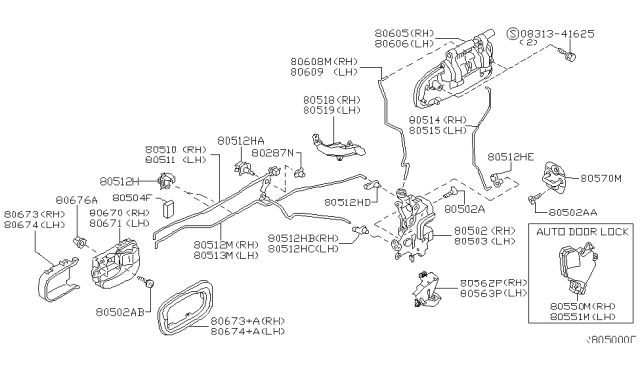 2006 Nissan Sentra  Rear Door Inside Handle Assembly Left Diagram for 806716Z500