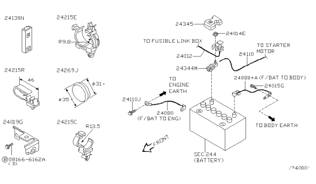 2006 Nissan Sentra Clip Wiring Harness Diagram for 242104Z300