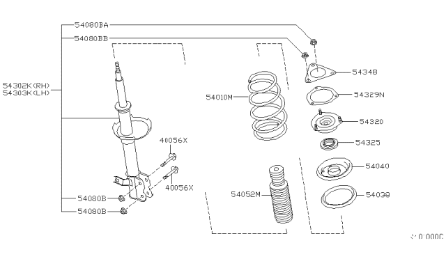 2001 Nissan Sentra  Strut Kit-Front Suspension, RH Diagram for 543024Z025