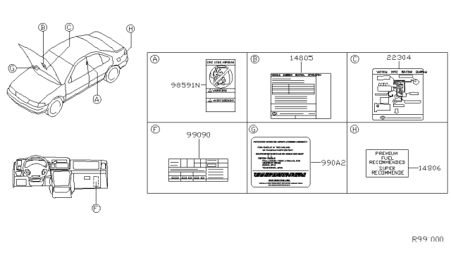 2004 Nissan Sentra  Emission Label Diagram for 148054Z802
