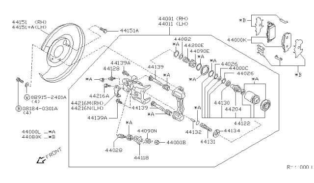 2002 Nissan Sentra  Rear Brake Pads Kit Diagram for 440606Z325
