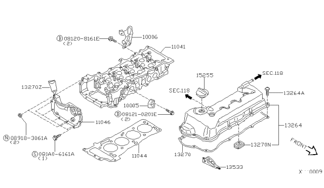 2002 Nissan Sentra  Cover-Cylinder Head Diagram for 11046AU005